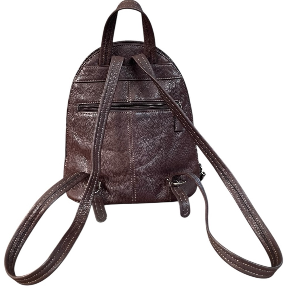 Vtg Tig Two by Tignanello Distressed Brown Leather Small Backpack Unique Style - Picture 2 of 7